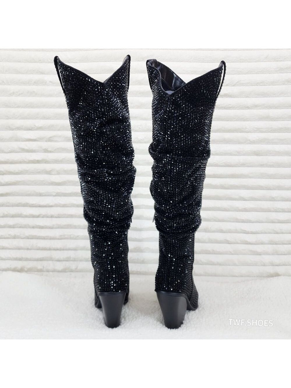Cape Robbin Diamond Rider Rhinestone Glamour Western Draped Knee Boots Cowgirl - Picture 3 of 7